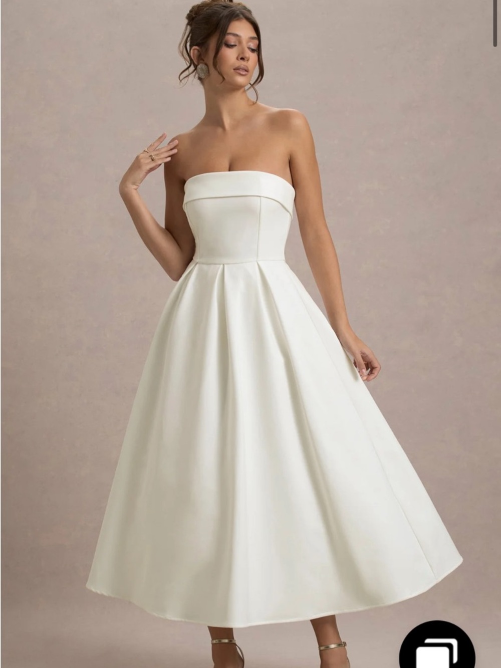 Club L London Strapless White Midi Dress - Annalise